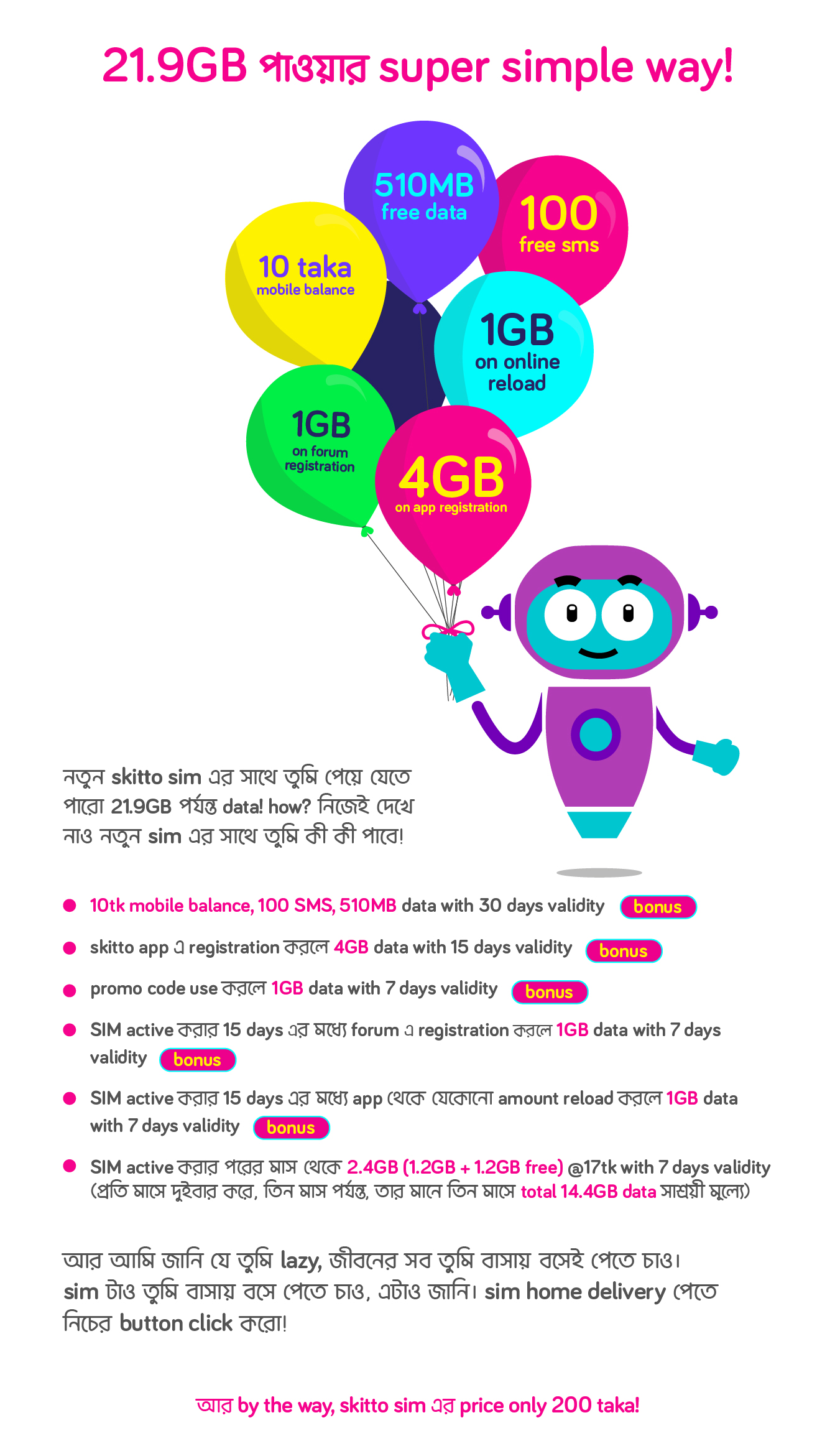 Skitto New SIM Offer 2022 Free Internet & SMS